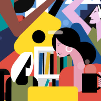 Women come together to share ideas.